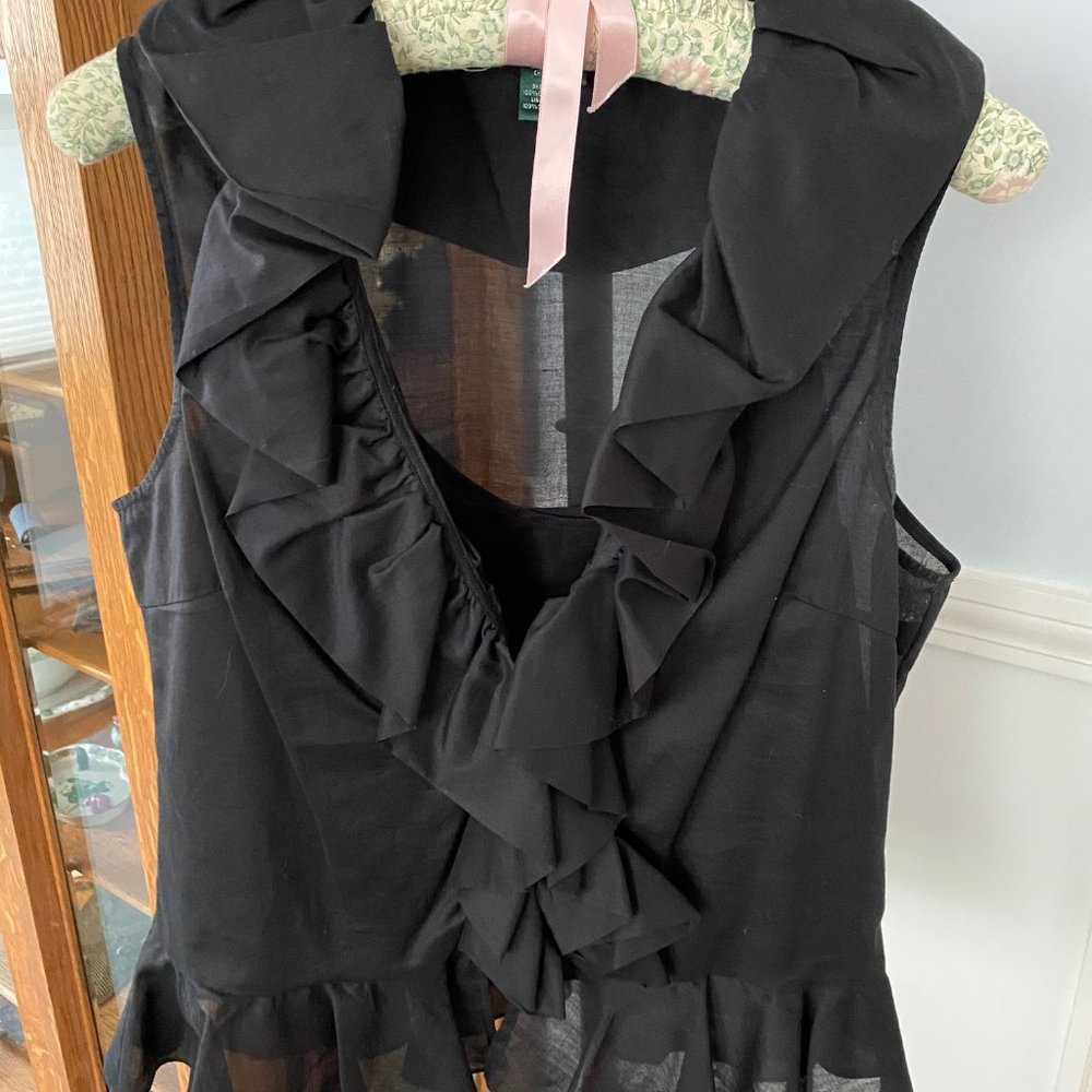 Ralph Lauren black ruffle blouse